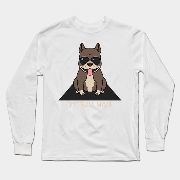 Cute Pitbull Mom Dog Long Sleeve T-Shirt by DUCO